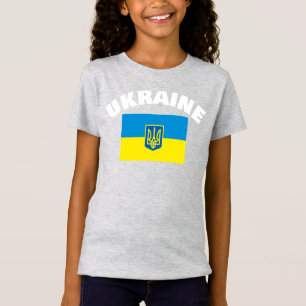 Ukrainian Flag with Tryzub Shield T-Shirt