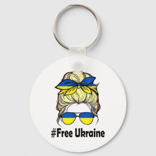 Ukrainian Flag Women Messy Bun Free Ukraine  Key Ring