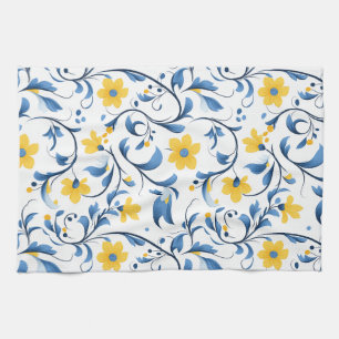Ukrainian floral folk art motifs. tea towel