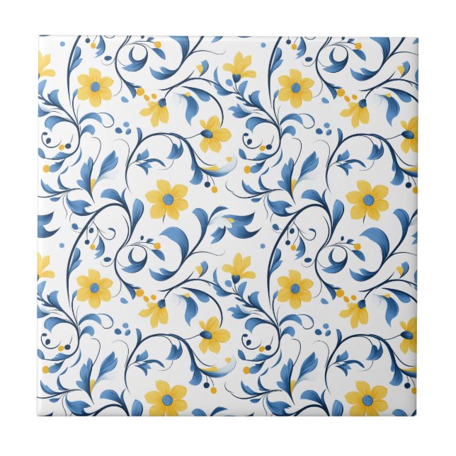 Ukrainian floral folk art motifs  tile (Front)
