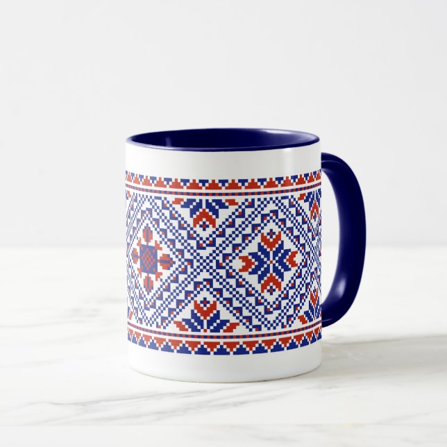 Ukrainian floral folk pattern mug (Front Right)