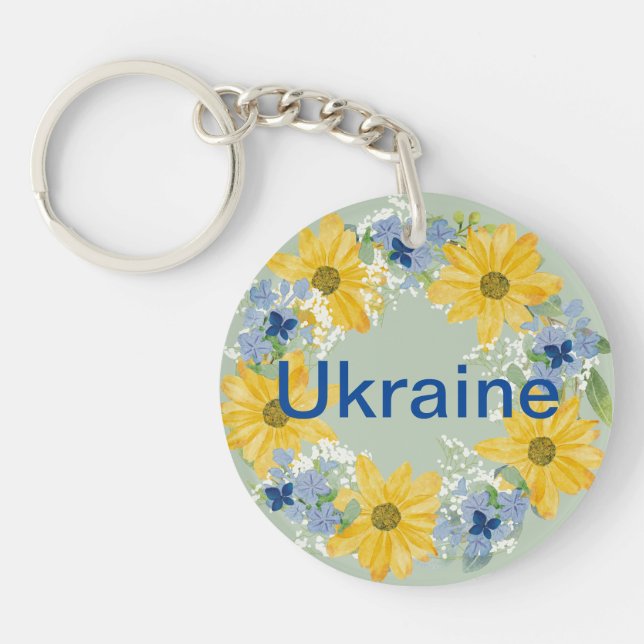 Ukrainian Floral Wreath Handcrafted Design Key Ring (Front)