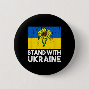 Ukrainian Flower Sunflower Stand With Ukraine 6 Cm Round Badge