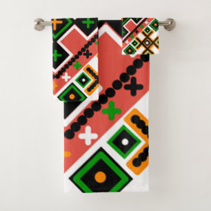 Ukrainian Folk Art Inspired Bath Towel Set