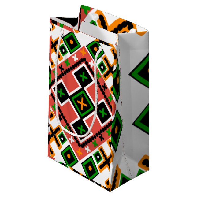 Ukrainian Folk Art Inspired  Small Gift Bag (Front Angled)