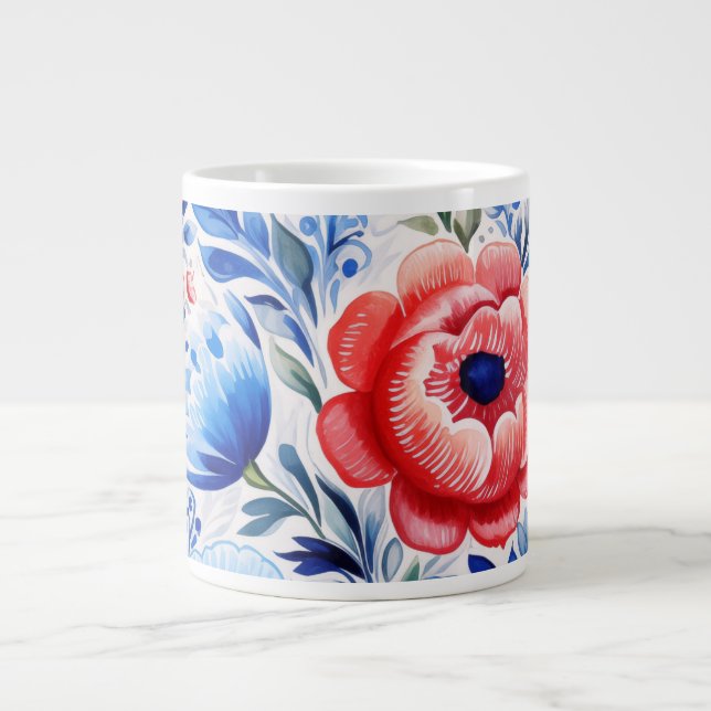 Ukrainian folk art pattern X-Large Coffee Mug (Front)