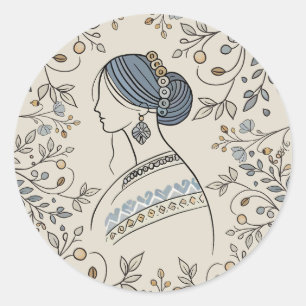 Ukrainian Folk Art Round Sticker