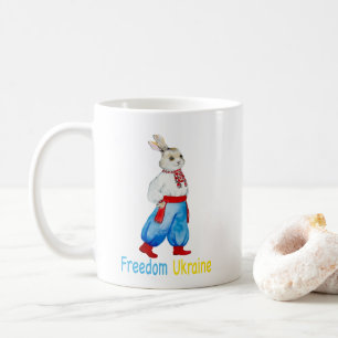 Ukrainian folk costume watercolor stylised rabbit coffee mug