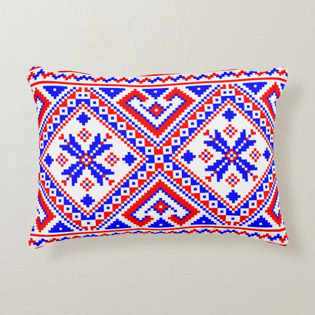 Ukrainian Folk Knitted Pattern Pillow (Front)