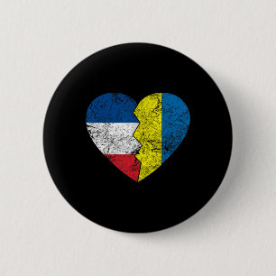 Ukrainian French Flags Heart France Ukraine Roots  6 Cm Round Badge