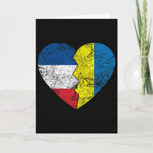 Ukrainian French Flags Heart France Ukraine Roots Card
