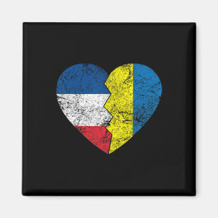 Ukrainian French Flags Heart France Ukraine Roots Magnet