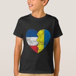 Ukrainian French Flags Heart France Ukraine Roots T-Shirt