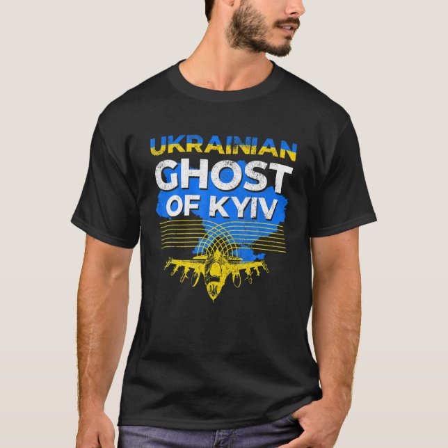 Ukrainian Ghost Of Kyiv Ukraine Fighter Jet Hero T-Shirt (Front)
