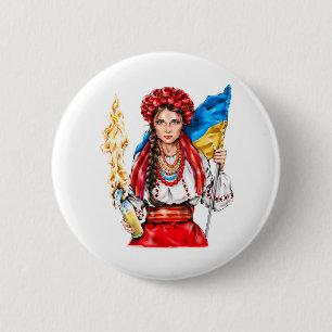 Ukrainian Girl Fighting for Freedom 6 Cm Round Badge
