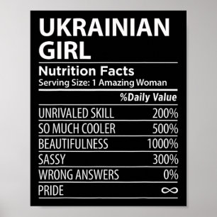 Ukrainian Girl Nutrition Facts Funny Womens Ukrain Poster