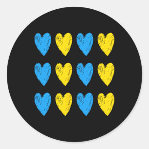 Ukrainian Hearts Support Ukraine Blue Yellow Flag  Classic Round Sticker