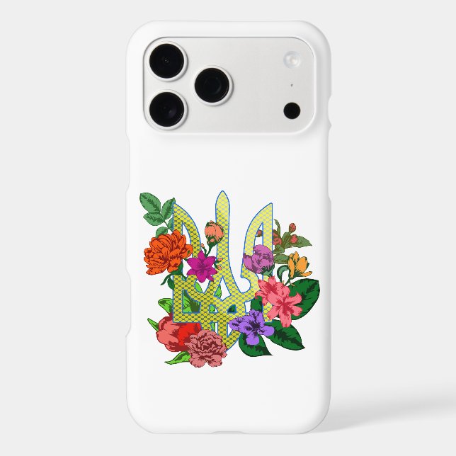 Ukrainian heraldry trident tryzub blooming flowers (Back)