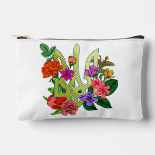 Ukrainian heraldry trident tryzub blooming flowers accessory pouch