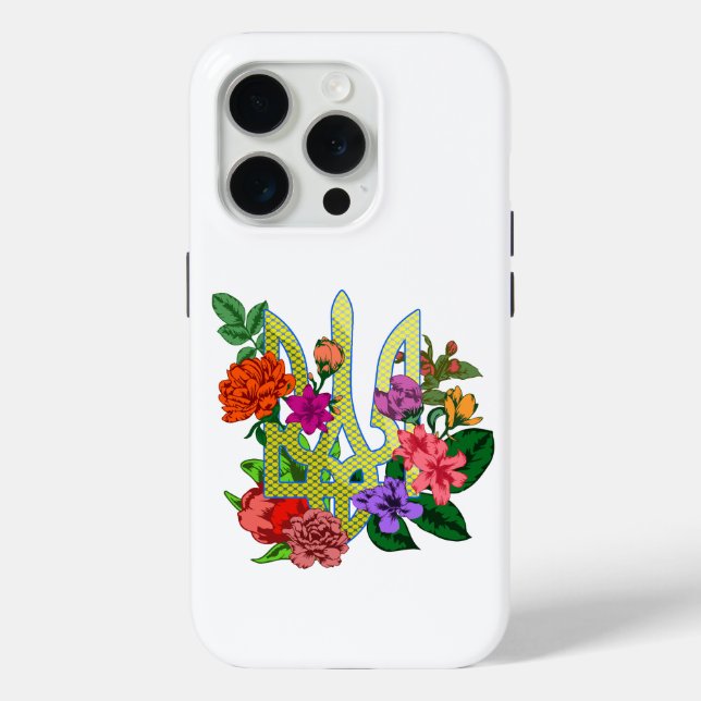 Ukrainian heraldry trident tryzub blooming flowers Case-Mate iPhone case (Back)