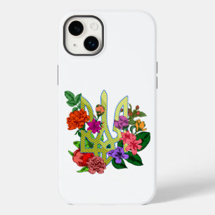 Ukrainian heraldry trident tryzub blooming flowers Case-Mate iPhone 14 plus case
