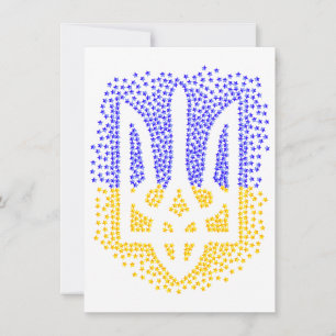Ukrainian heraldry trident tryzub scattering stars card