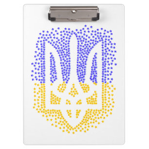 Ukrainian heraldry trident tryzub scattering stars clipboard
