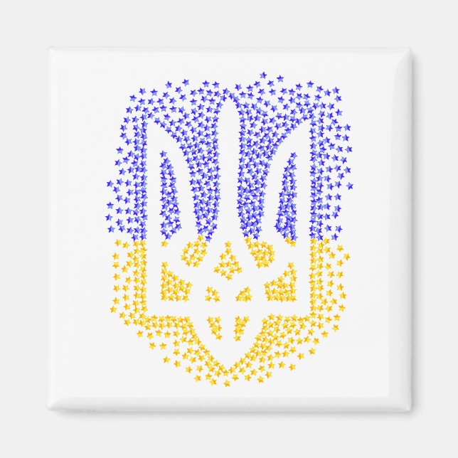 Ukrainian heraldry trident tryzub scattering stars magnet (Front)