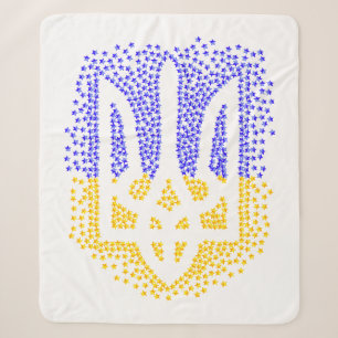 Ukrainian heraldry trident tryzub scattering stars sherpa blanket