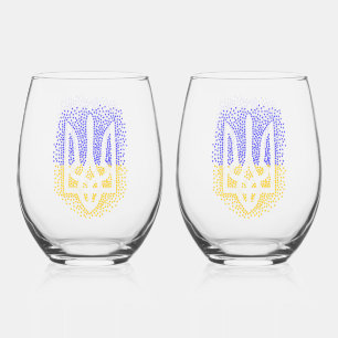 Ukrainian heraldry trident tryzub scattering stars stemless wine glass