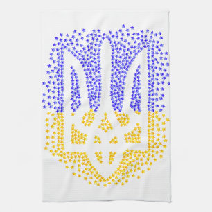 Ukrainian heraldry trident tryzub scattering stars tea towel