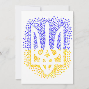 Ukrainian heraldry trident tryzub scattering stars thank you card
