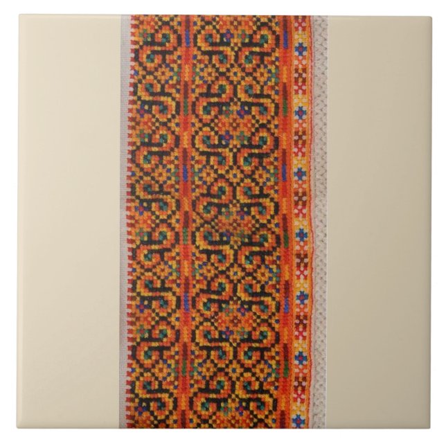 Ukrainian Hutsul Vyshyvanka Rushnyk Embroidery Tile (Front)