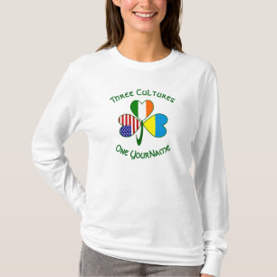 Ukrainian Irish USA Flags Shamrock Personalised  T-Shirt