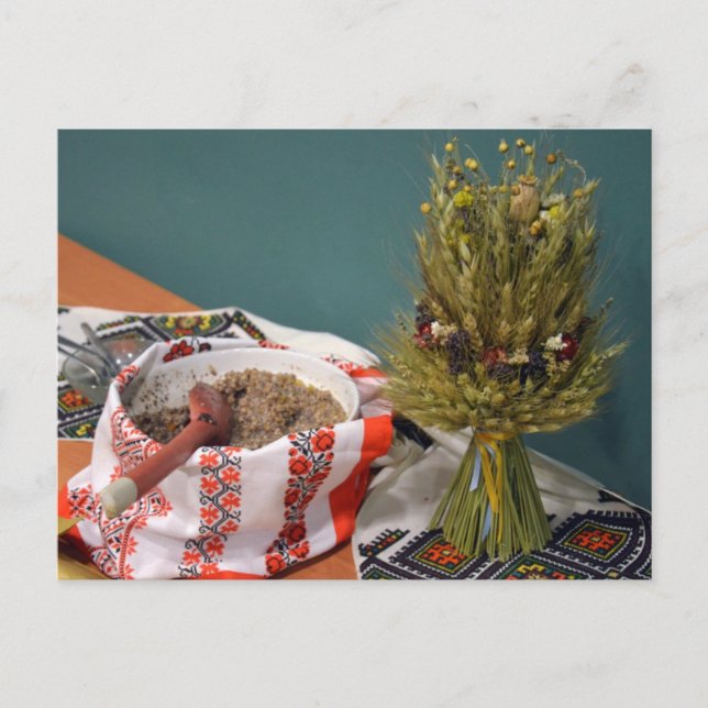 Ukrainian Kutya and Didukh Postcard (Front)