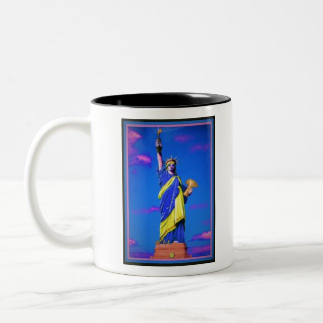 Ukrainian Liberty Two-Tone Coffee Mug (Left)