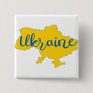 Ukrainian map and lettering  15 cm square badge