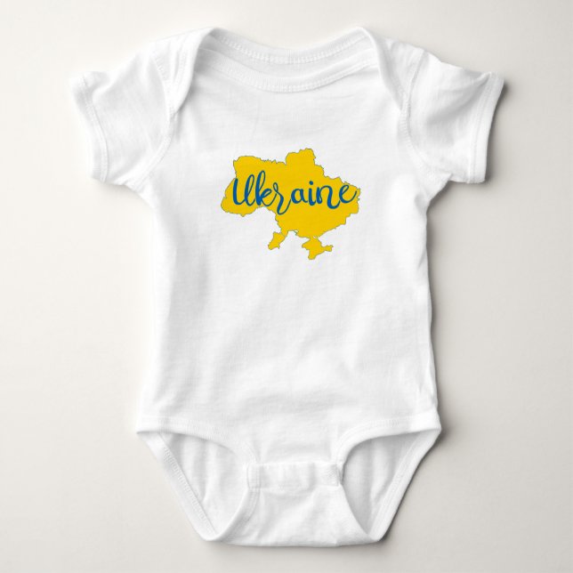 Ukrainian map and lettering  baby bodysuit (Front)