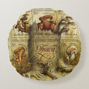 Ukrainian Mushroom Hrybky Round Cushion