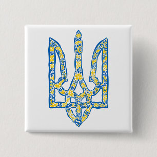 Ukrainian national emblem trident tryzub ethnical 15 cm square badge