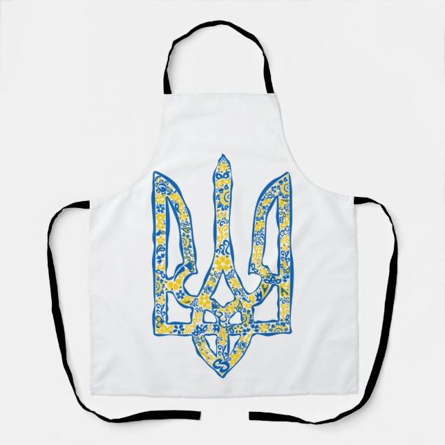 Ukrainian national emblem trident tryzub ethnical apron (Front)