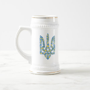 Ukrainian national emblem trident tryzub ethnical  beer stein