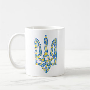 Ukrainian national emblem trident tryzub ethnical coffee mug