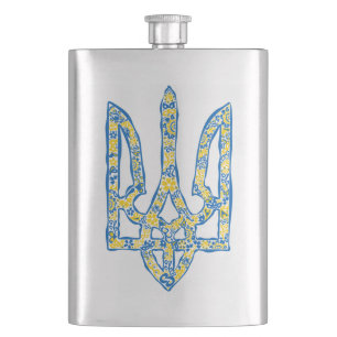 Ukrainian national emblem trident tryzub ethnical  hip flask
