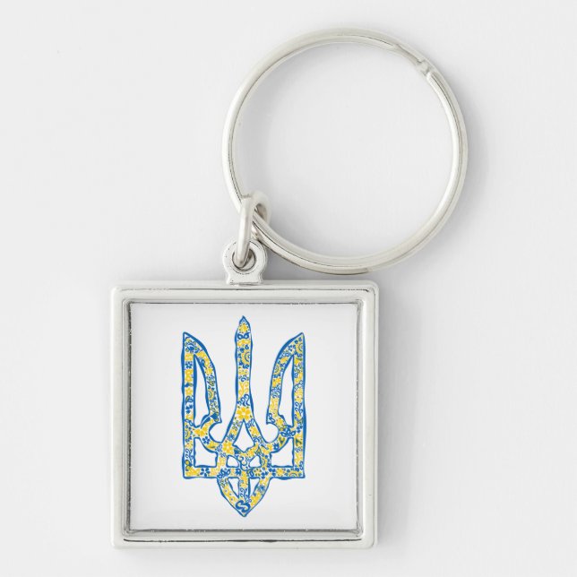 Ukrainian national emblem trident tryzub ethnical key ring (Front)