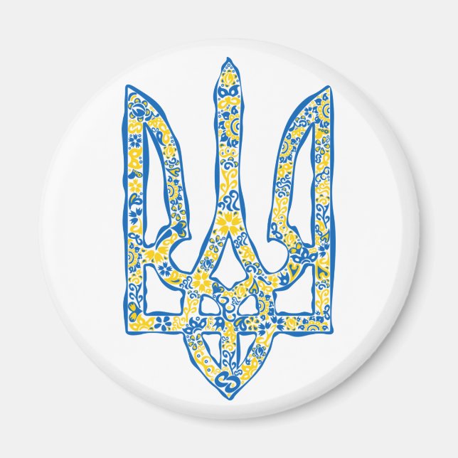 Ukrainian national emblem trident tryzub ethnical magnet (Front)