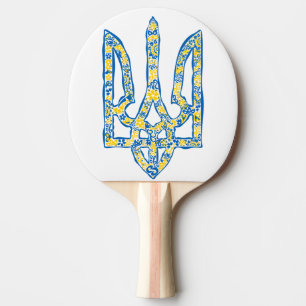 Ukrainian national emblem trident tryzub ethnical ping pong paddle