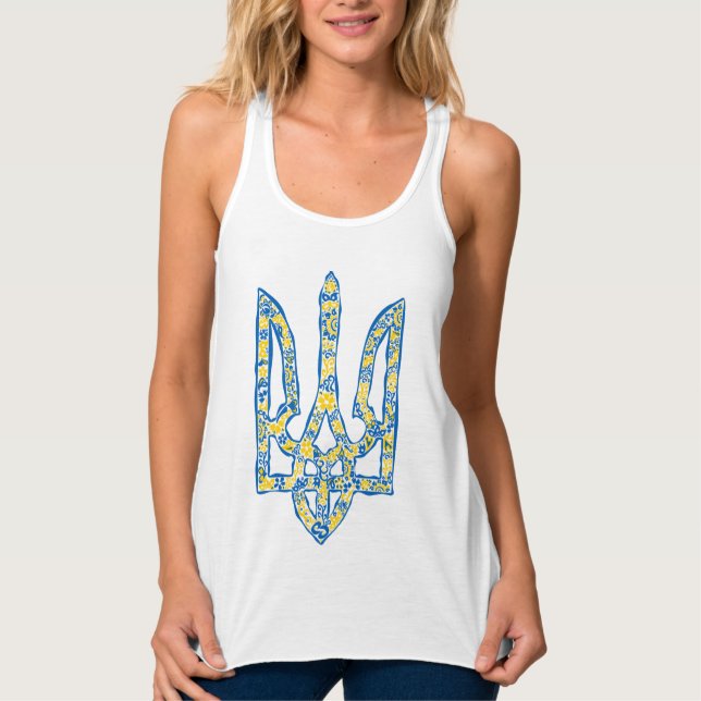 Ukrainian national emblem trident tryzub ethnical singlet (Front)