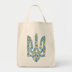 Ukrainian national emblem trident tryzub ethnical tote bag