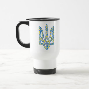 Ukrainian national emblem trident tryzub ethnical travel mug
